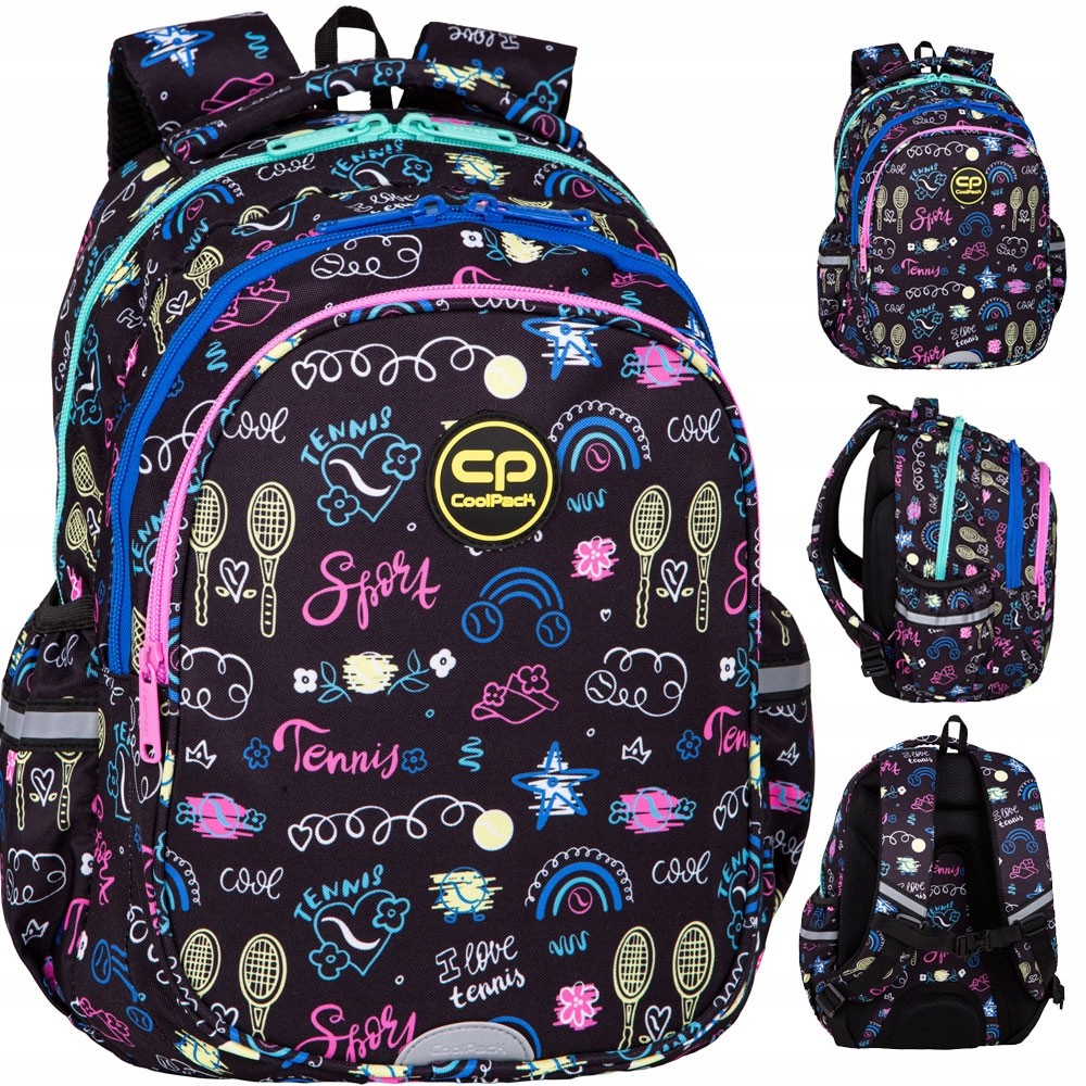 CoolPack viackomorový školský batoh biely, čierny, Odtiene fialovej, Odtiene modrej, Odtiene ružovej, Odtiene zelenej, Odtiene žltej a zlatej, Multicolor 21 l